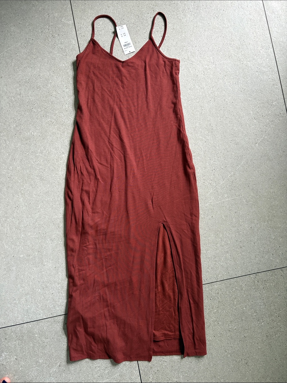 Abercrombie & Fitch burnt orange ribbed midi dress